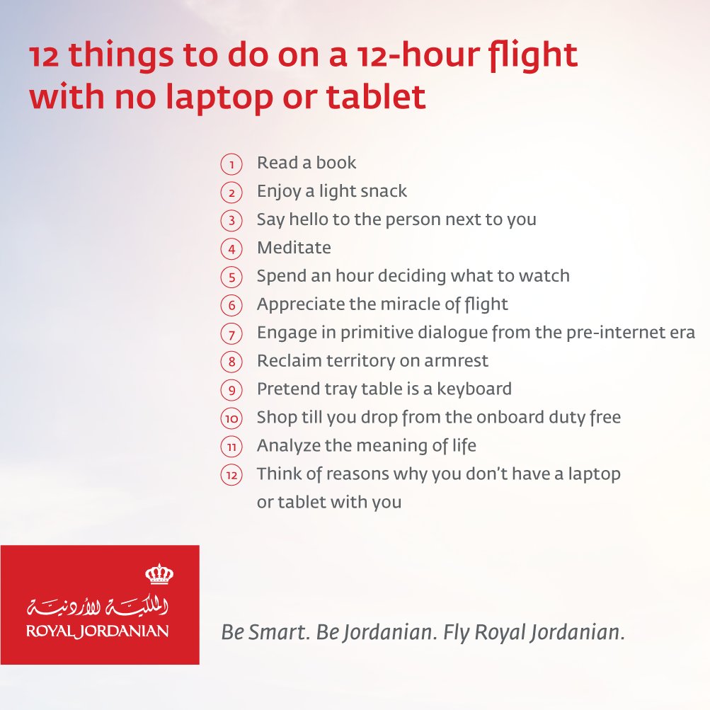 controladores's tweet photo. La magistral respuesta de Royal Jordanian al veto electrónico de Trump https://t.co/UJ1CF0zf18 https://t.co/rYMPLmURKp