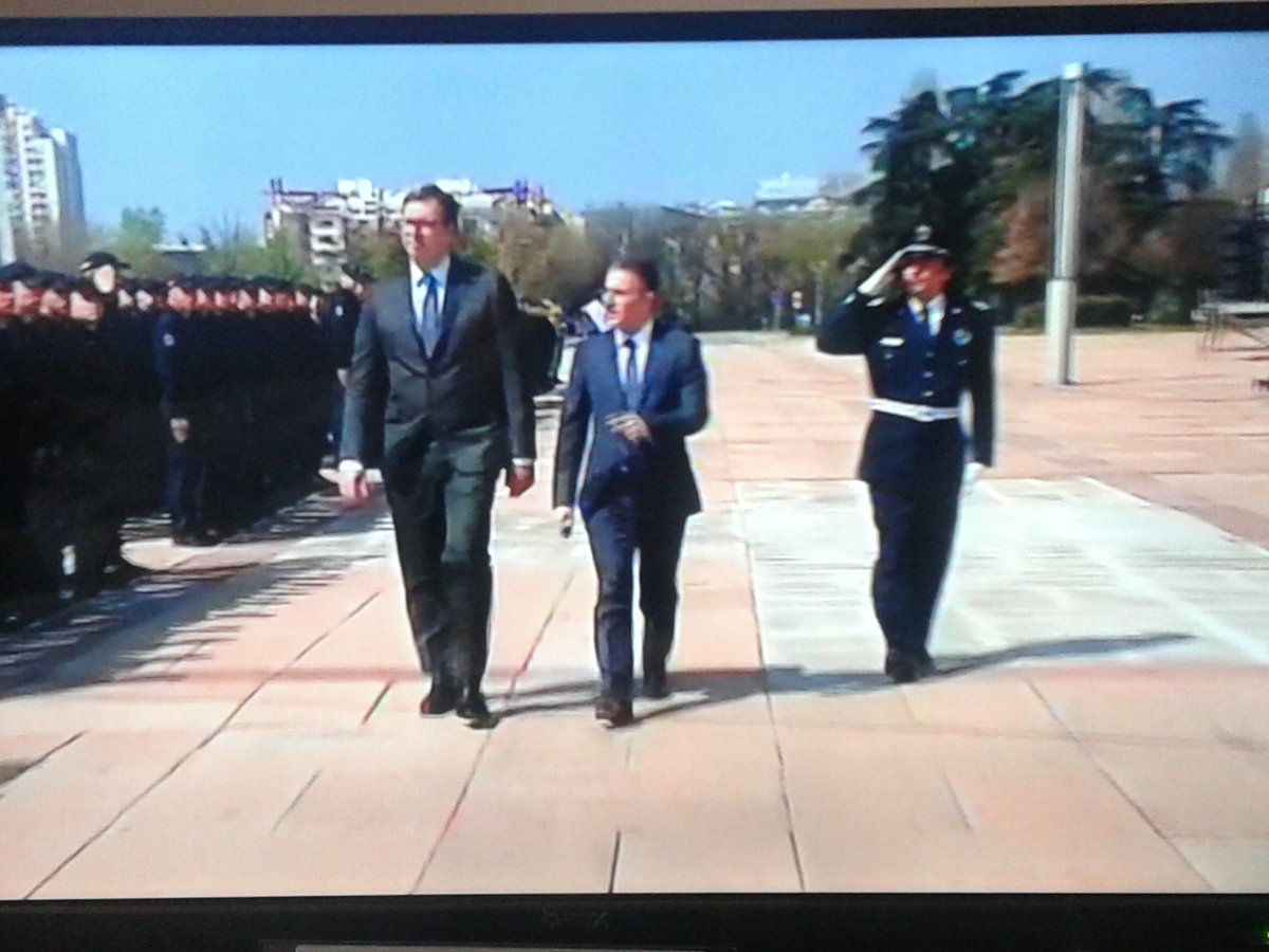 fabianvendrig's tweet photo. #AleksanderVučić as Commander #Lassard with his new cadets from the #PoliceAcademy live on TV in the newest movie. #Serbia https://t.co/zzm8vb3EwK