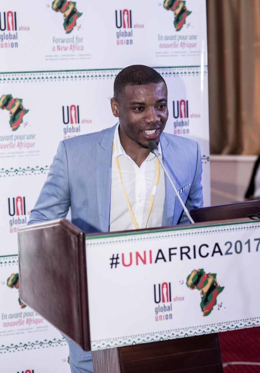 uniglobalunion's tweet photo. International Gabonese footballer @akongremy presents on @anfpg -breaking through for players in Africa #UNIAfrica2017 https://t.co/xpOOpdmi27