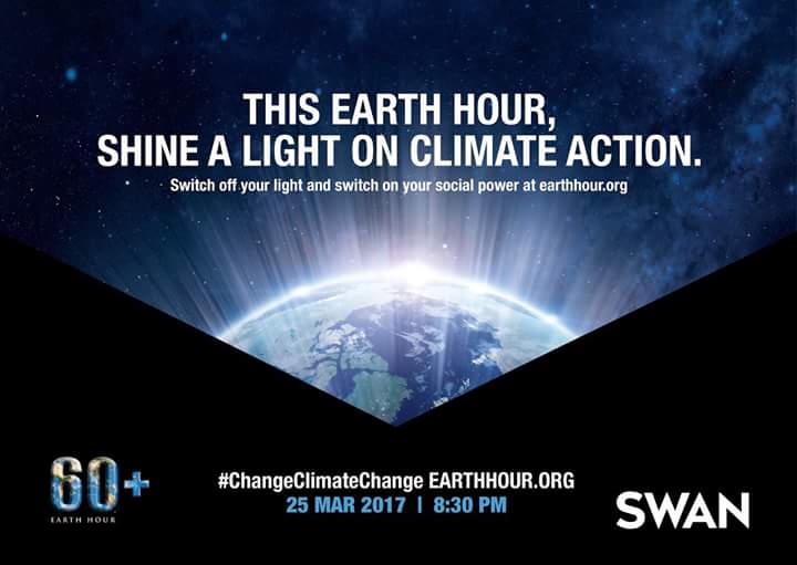 SWAN_Mauritius's tweet photo. Turn off our lights today as from 8:30 pm to 9:30 pm.

Let’s change our tomorrow together!  Let’s change Climate Change!

#EarthHour https://t.co/wp3ACSBxQJ