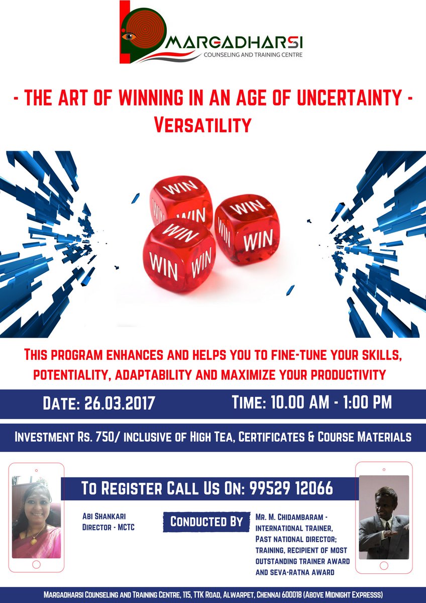 margadharsi's tweet photo. The art of winning with one of the best international trainers in the industry begins tomorrow! #Chennai #artofwinning #winning #margadharsi https://t.co/tkztt8BhwS