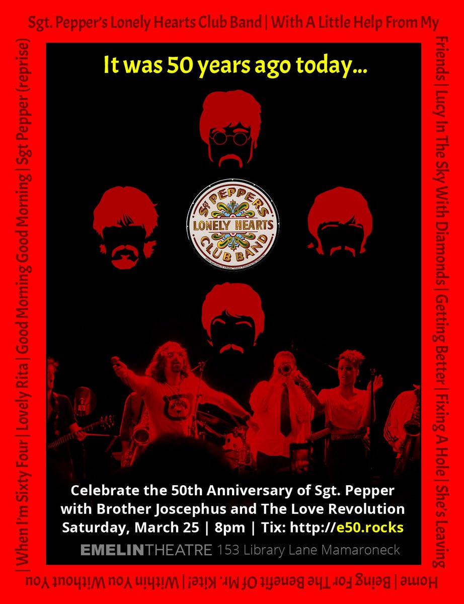 dantashman's tweet photo. Tonight! Sgt. Pepper's 50th. 
My last post on this. Thank you all for listening.
I hope to see you at the show
https://t.co/5HWqCiGzk6 https://t.co/jI9XuPjlNB