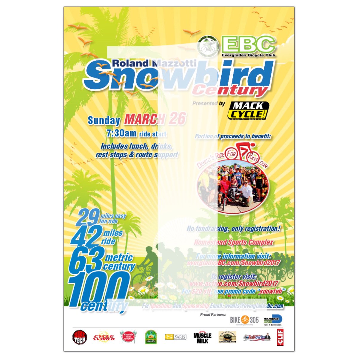 1 More day until we ride. The #EBCSnowbird packet pick-up is TODAY from 12n-5pm at <a href="/MackCycleMiami/">Mack Cycle & Fitness</a> #RideEBC #MACKCycle #Cycling