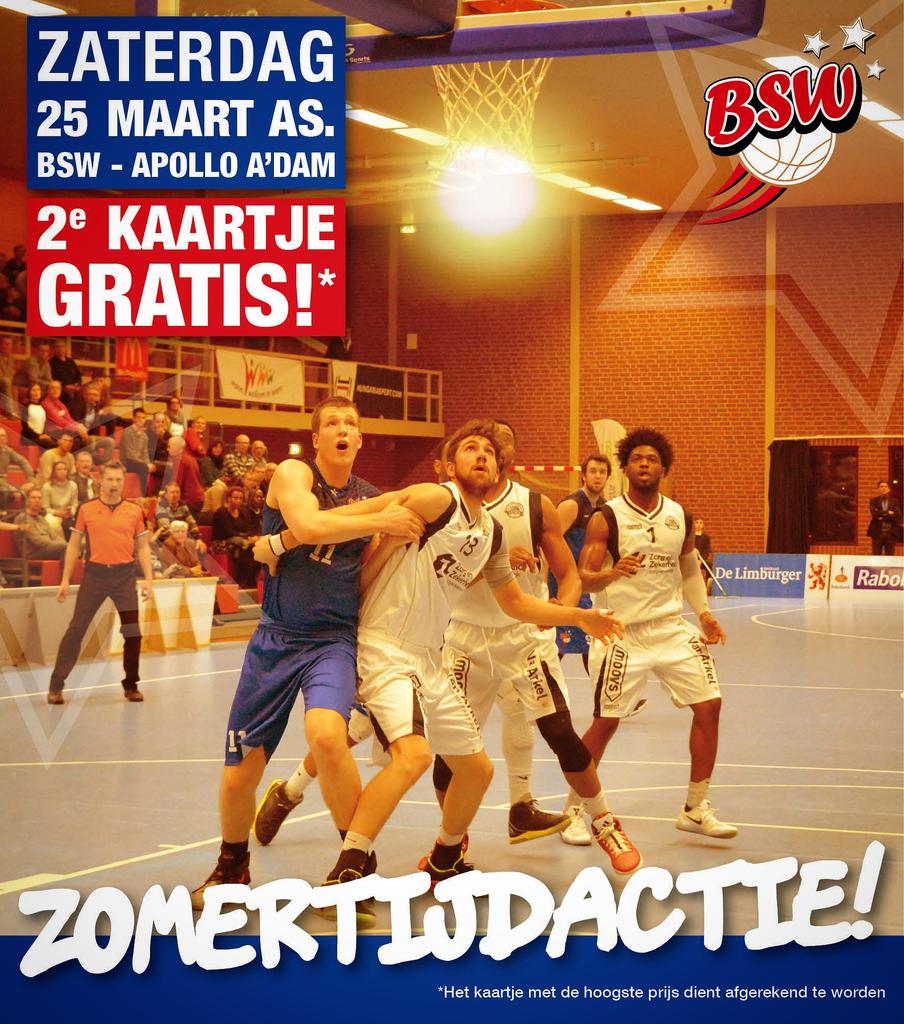 BALimburg's tweet photo. GAMEDAY!! Vanavond om 19.30 komt @ApolloLiveScore op bezoek! Alleen vanavond 2e kaartje gratis!! #LetsGoBSW #dbl https://t.co/DIgeVX4up1
