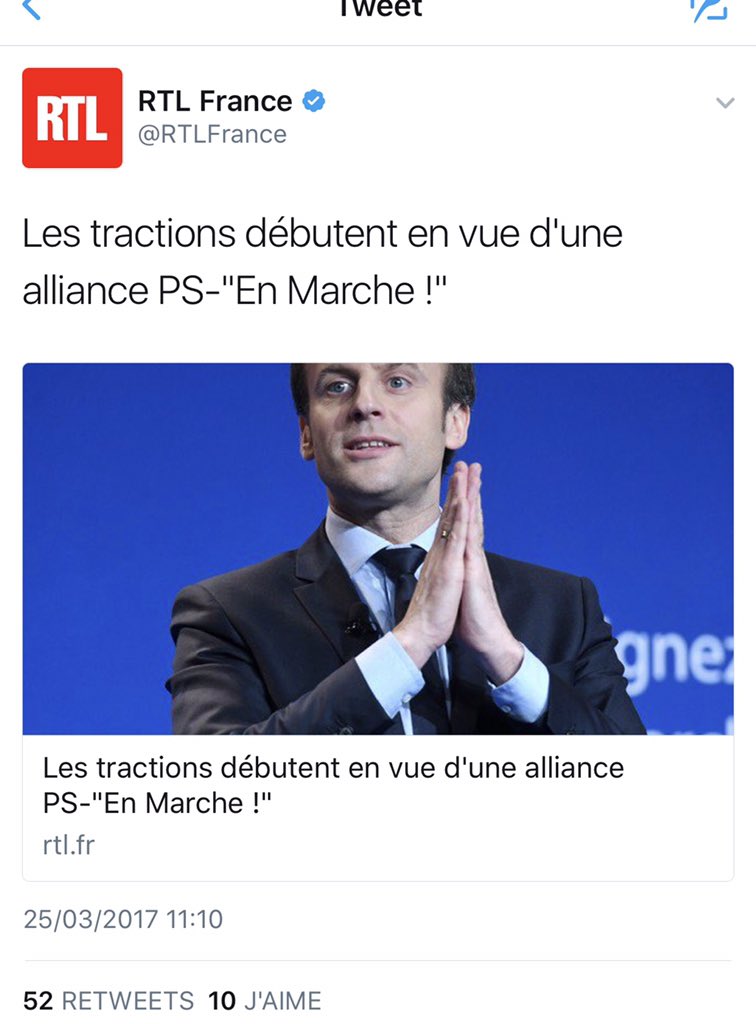 Ozixh's tweet photo. @RTLFrance a supprimé ce tweet ce matin. Pourquoi? J'ai eu le temps de faire une capture.. #Macron #EnMarche #PS #Hollande https://t.co/GhAYOuHf3S