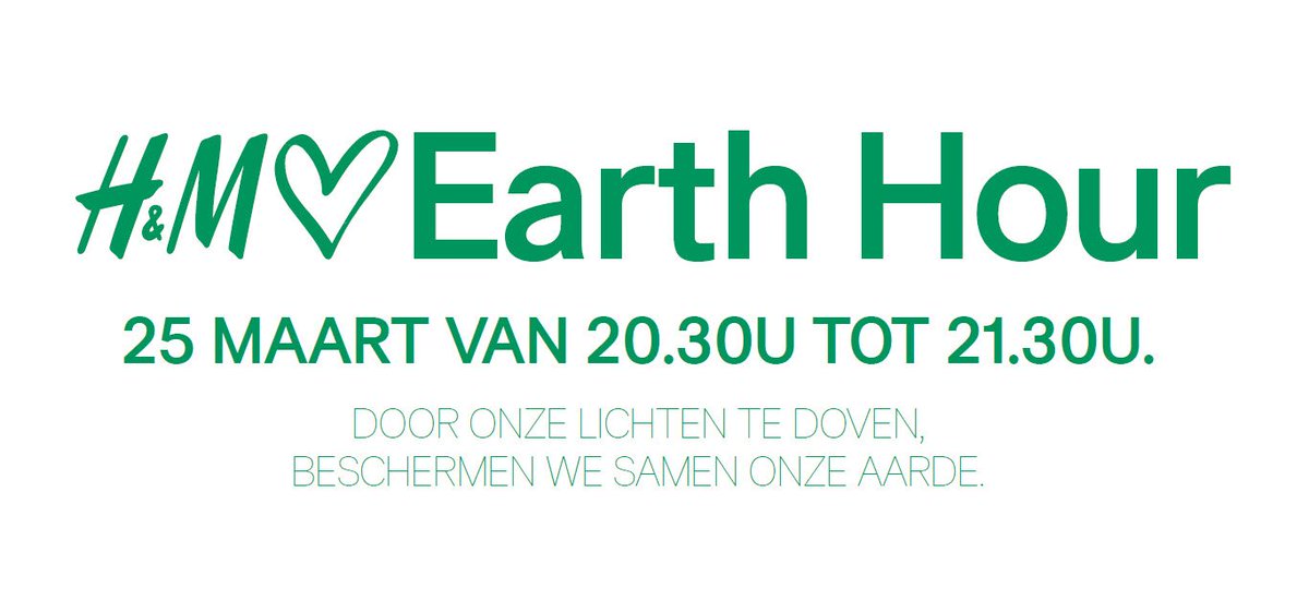 hmbelgie's tweet photo. Doe met ons mee en doof vanavond vanaf 20u30 al je lichten. #HMLovesEarthHour https://t.co/YJ4xLGyELg