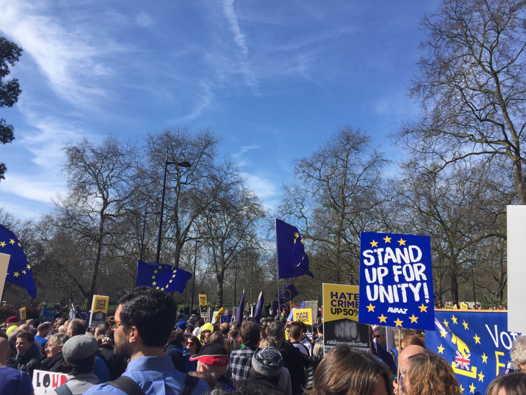 future_melanie's tweet photo. Good crowd for #MarchForEurope2017 today @WEP_UK will fight to protect women's rights whatever happens https://t.co/IFgZHLXb23