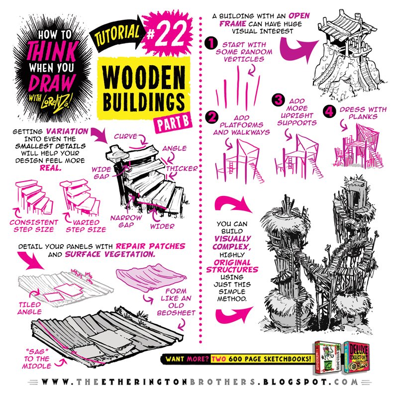 EtheringtonBros's tweet photo. How to draw wooden buildings part TWO! https://t.co/Ph1StC0YWn #howtodraw #conceptart #gamedev #tutorial #animationdev #gameart @thphoenix https://t.co/m0eqOfrsii
