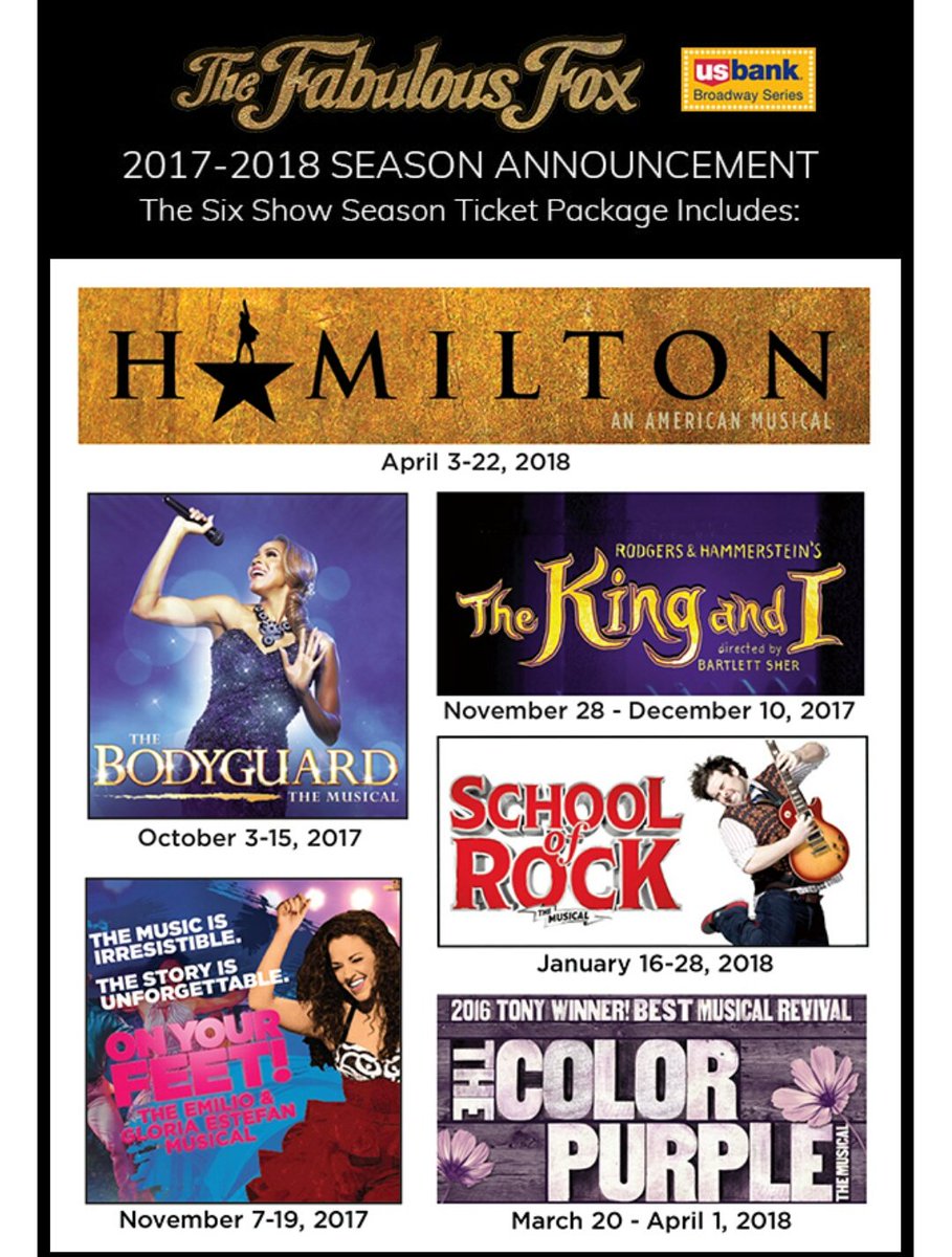 FZNPlayers's tweet photo. Take a look at next year's season @foxtheatrestl #goseeashow https://t.co/Al3fSgrSQY