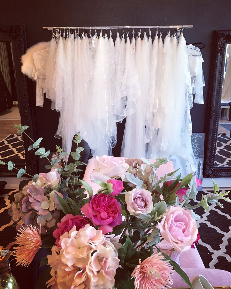 Our amazing veil wall ❤️ so many brides snapping up our beautiful quality veils - hand made in Europe 🇪🇺#bridalveil #beaconsfield