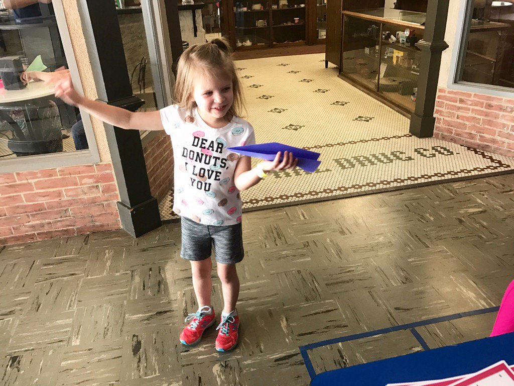 chomonline's tweet photo. Test flight about to begin! Make and fly your own paper airplane today at CHOM 10-4pm! https://t.co/FlT1XtNKFI