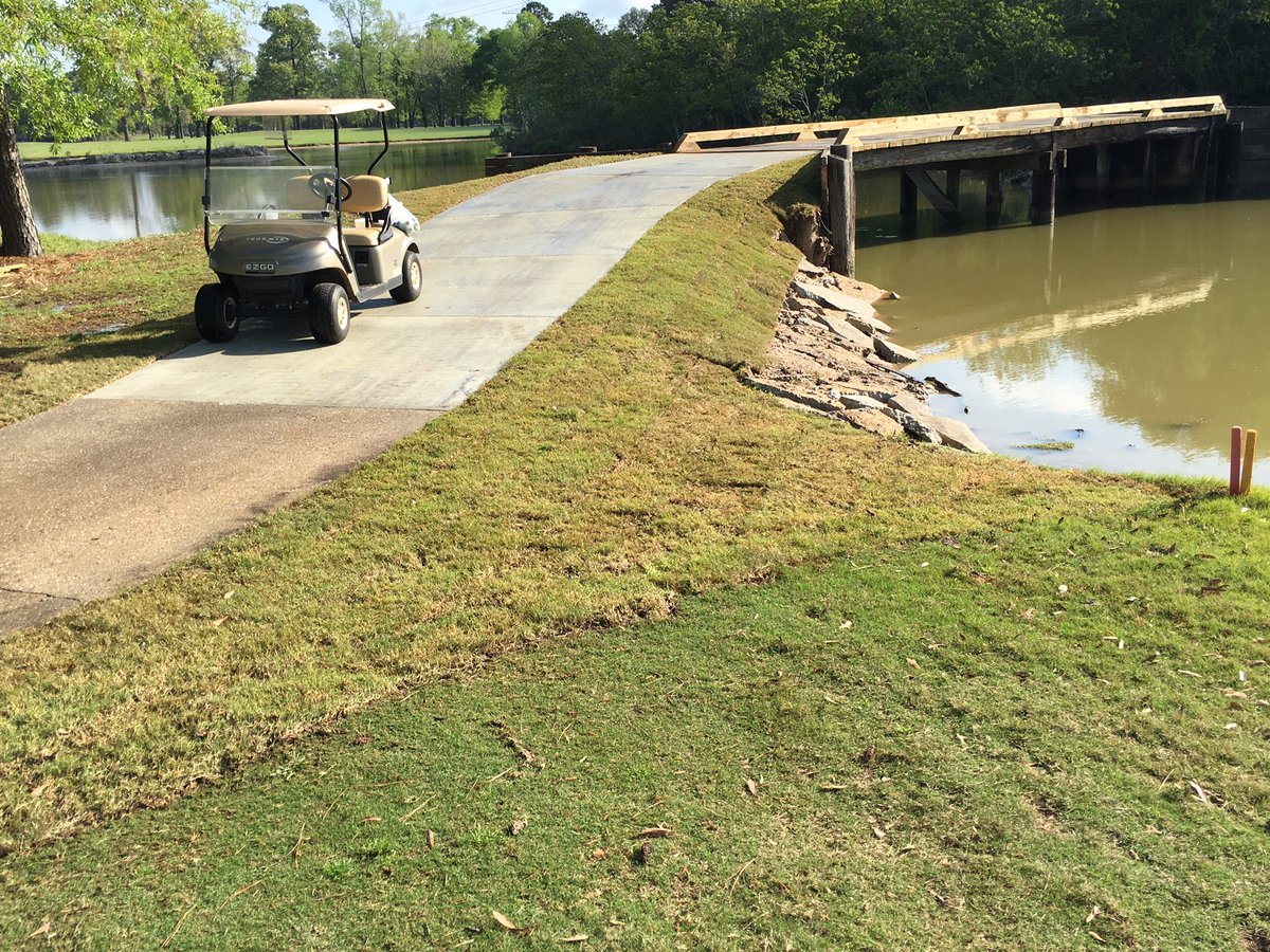 TStephensCGCS's tweet photo. Our completed projects so far this year @tour18houston Erosion control, bridge repair, Masters board repair, Mickey bunkers. #tour18houston https://t.co/Uo9P544whN
