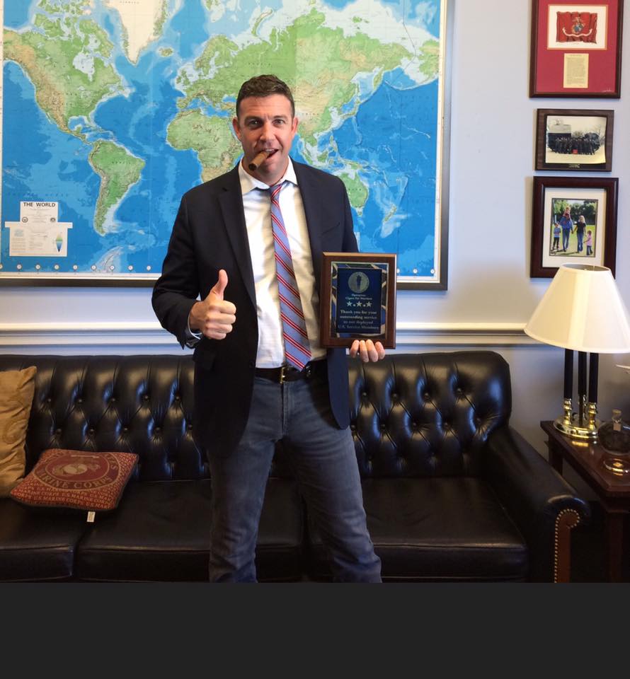 CigarsFWarriors's tweet photo. @cigarsfwarriors board member @mrsfadell thanks @Rep_Hunter for his service to #deployedwarriors and support of #OpCF https://t.co/1rXuPV7QPn