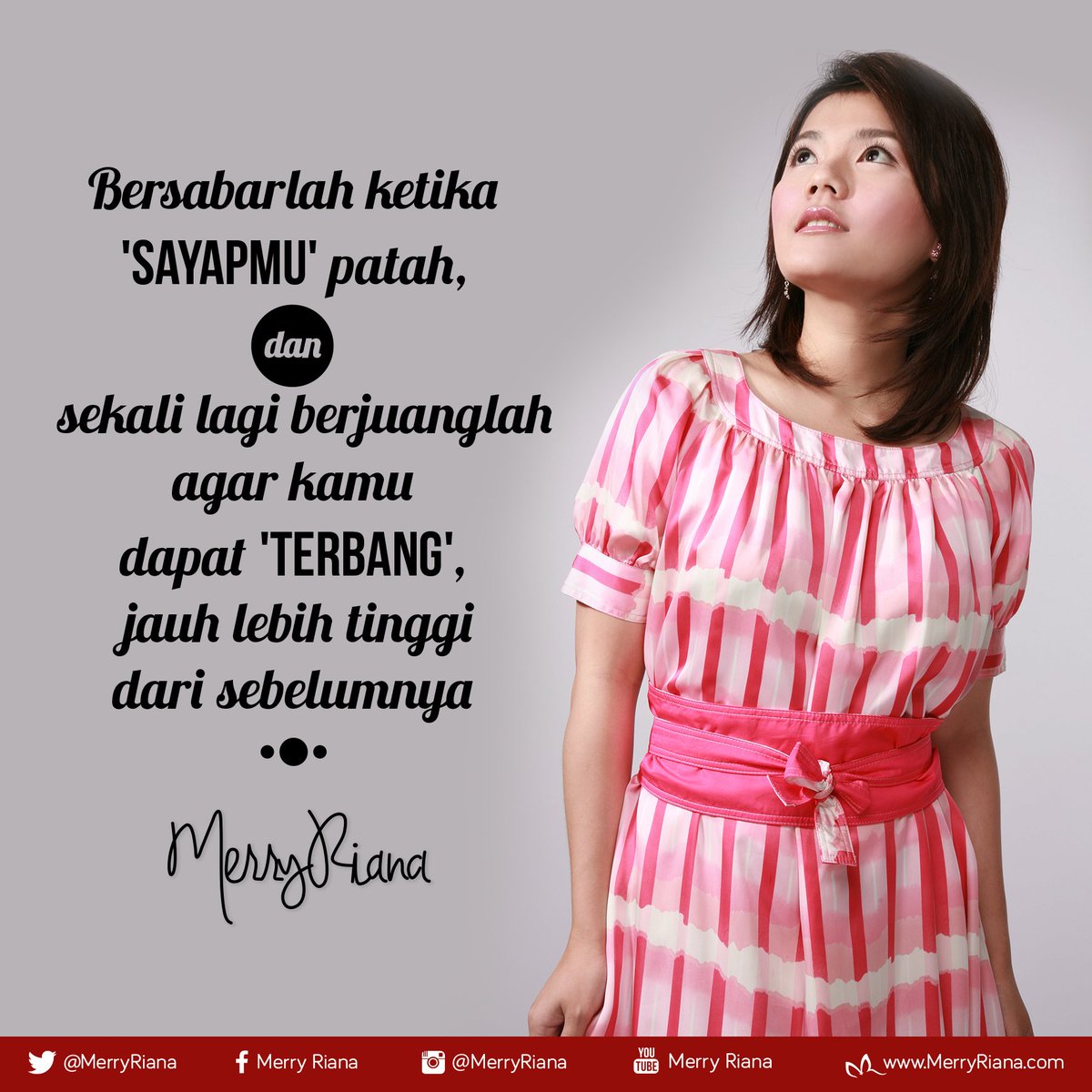 MerryRiana's tweet photo. Bersabarlah ketika 'SAYAPMU' patah,dan sekali lagi berjuanglah agar kamu dapat 'TERBANG' , jauh lebih tinggi dari sebelumnya #MR https://t.co/XW7heMPqAz