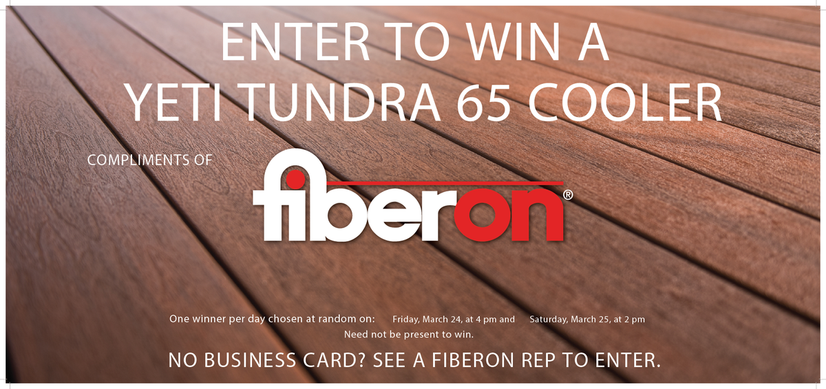 FiberonDecking's tweet photo. Today's your last chance to win. Don't miss out on a free #Yeti cooler! #JLClive #booth826 #yeticooler #BuiltForTheWild https://t.co/RGfmcQVf8C