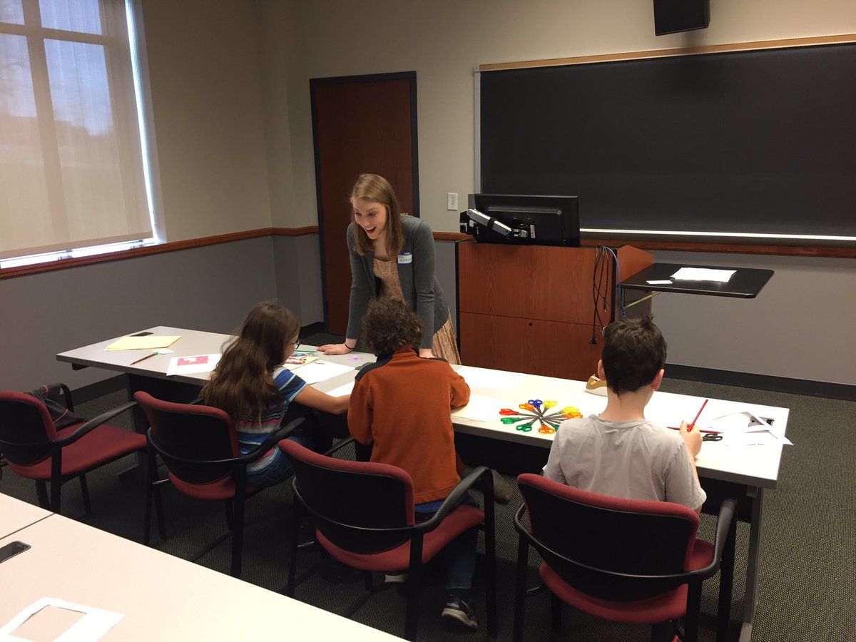 DrJMChapman's tweet photo. @AbigailMethod & @emma_hartshorn #gccedu #preT teaching #MathwithMonet during #MathBlast @GroveCtyCollege https://t.co/YaFSIgPYjh