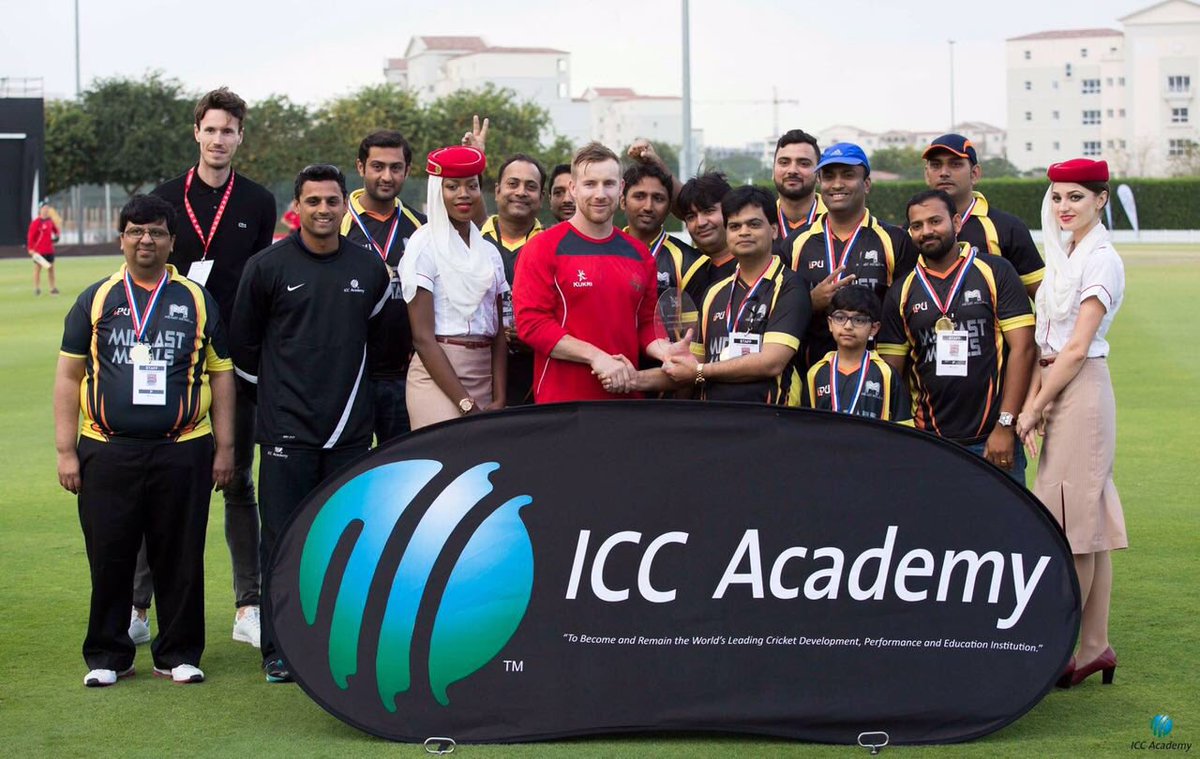 Thanks <a href="/Stevenjcroft/">Steven Croft</a> for presenting Mid East Metals their league trophies <a href="/ICCAcademy/">ICC Academy</a> during <a href="/EmiratesT20/">Emirates Twenty20</a>