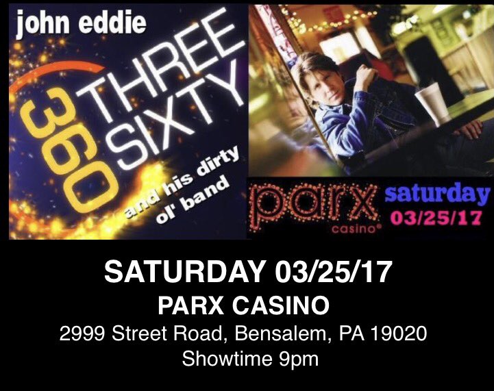 JEFaithfulGroup's tweet photo. TONIGHT! 3-25 @JohnEddieMusic  will be @parxcasino in @360parx. Show: 930pm. See you there! #Parx360 #JohnEddie https://t.co/CMYLmlN2xc