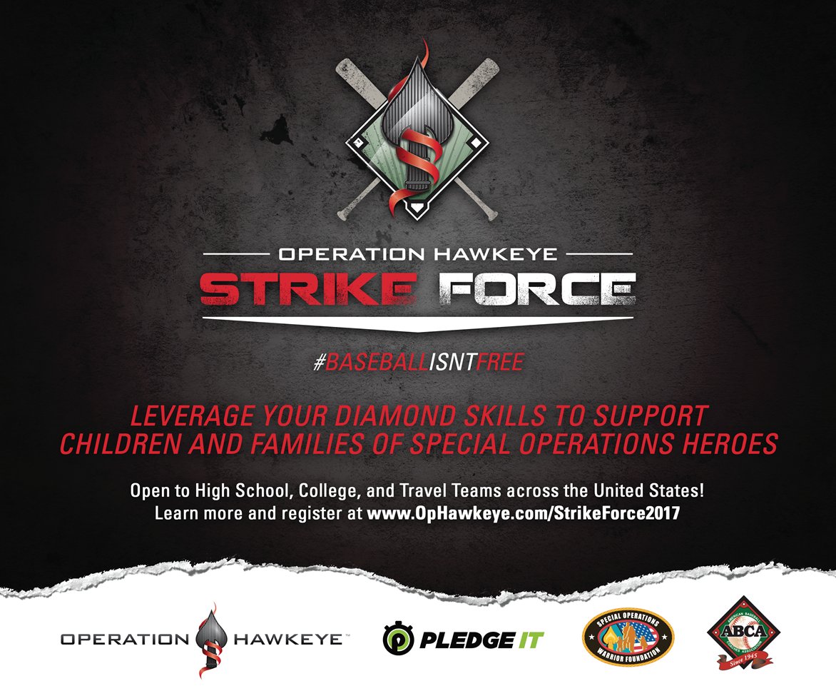 op_hawkeye's tweet photo. Your College Varsity/Club ⚾️ Team Can Honor 🇺🇸's Heroes & Support @SOFWarriorFnd 👩👧👦| Join #STRIKEFORCE2017
▶️https://t.co/dYkyDuZabN https://t.co/rUXUEbwQHp