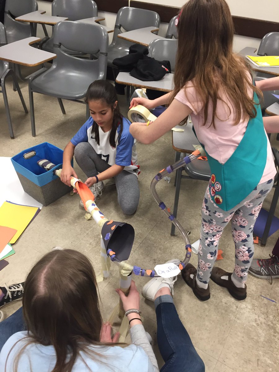 amyfleischer's tweet photo. Our roller coaster designers are hard at work! #engineeringisforgirls #Engineering #STEM https://t.co/066nVvt7Tx