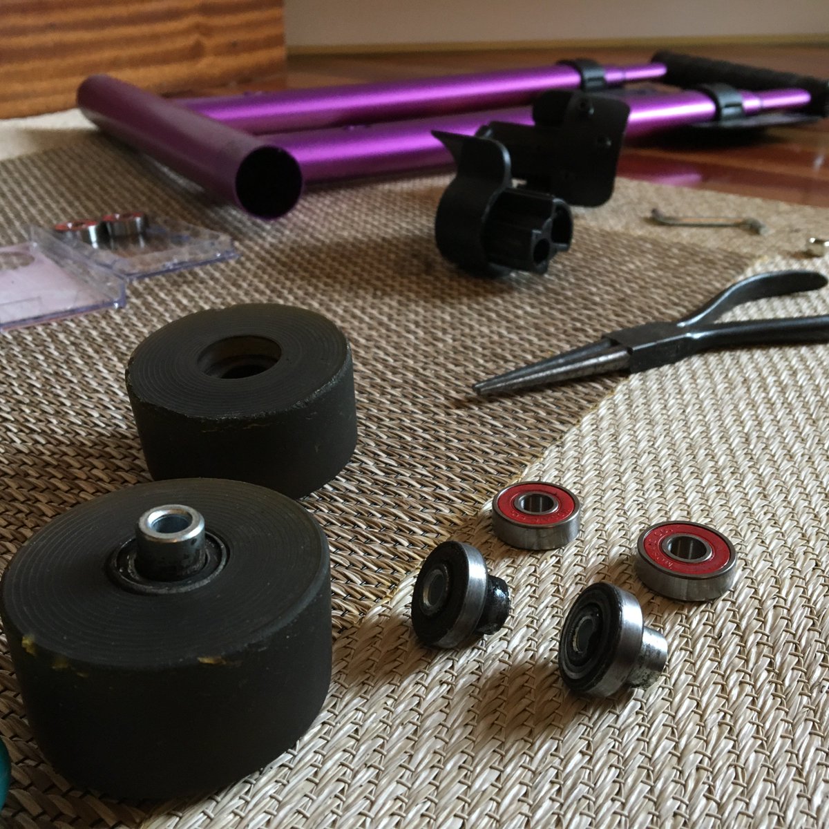 Hey <a href="/timbuk2/">Timbuk2</a>, replacing bearings on copilot wheels. Turns out not std skate bearings 😔. Is there anything I can do?