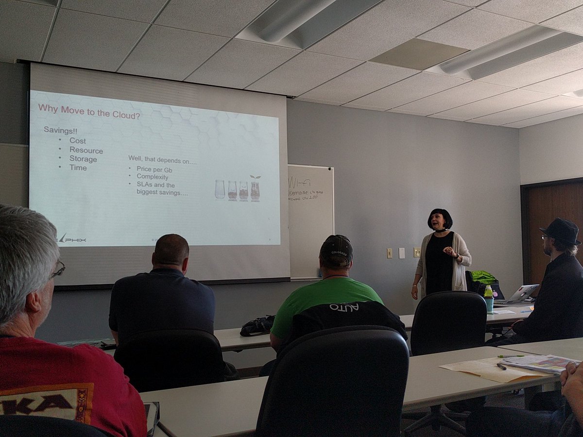 Mike_Fal's tweet image. Watching @DBAKevlar speaking about about virtualization at #SqlSatCOS.