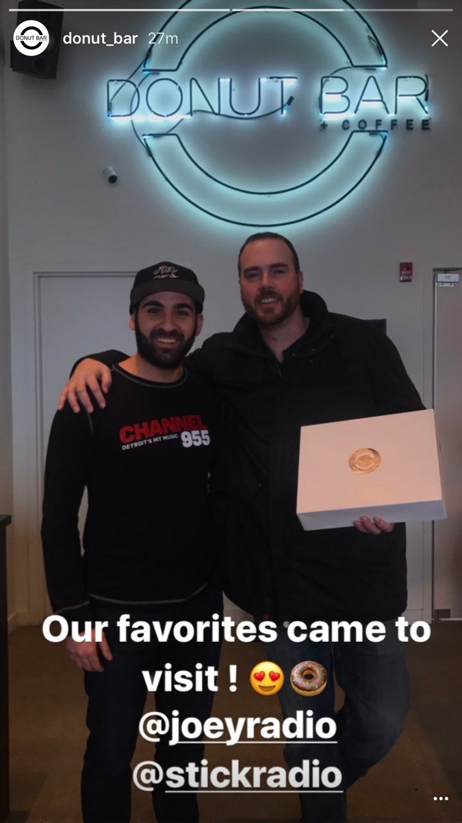 Stopped by <a href="/DonutBarDetroit/">Donut Bar +Coffee</a> with the homie <a href="/JoeyRadio/">Joey Radio</a> Thanks for the 🍩🍩🍩