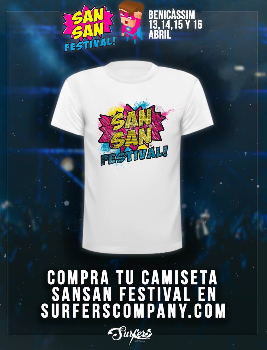 SanSanFestival's tweet photo. Los amigos de @surferscompany han creado estas camisetas! ¿Qué os parecen? Son LO MÁS 😍 
¡Pilla la tuya en https://t.co/KoeHPtHvRO! https://t.co/0zrLMZruOy