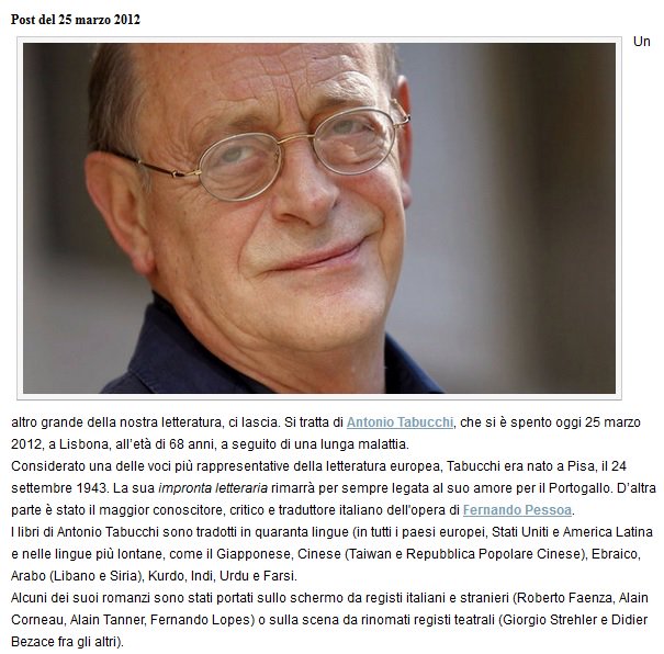 Cinque anni dalla scomparsa di #AntonioTabucchi - Lo ricordiamo su <a href="/Letteratitudine/">Letteratitudine ©</a> 
letteratitudine.blog.kataweb.it/2017/03/25/oma…
<a href="/CasaLettori/">Casa Lettori</a> <a href="/feltrinellied/">Feltrinelli Editore</a>