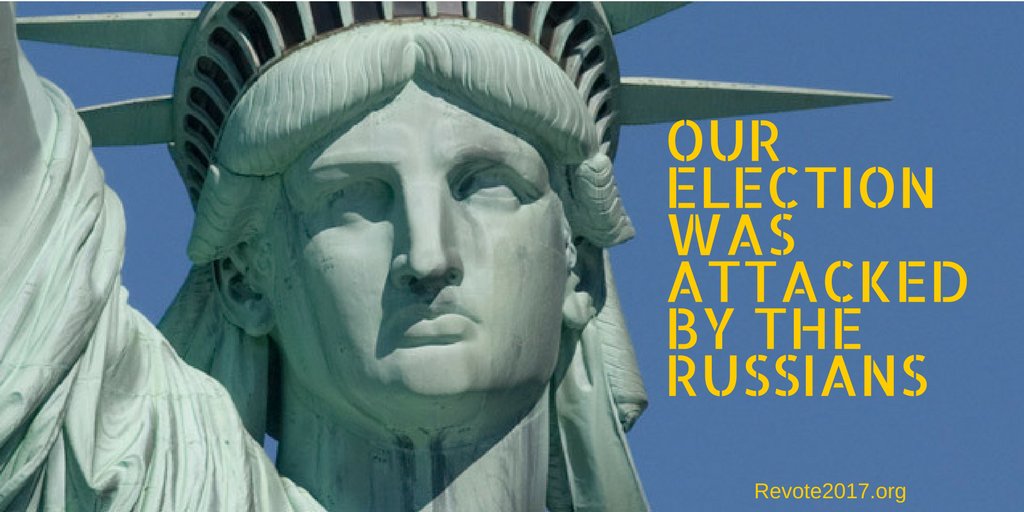 Revote2017's tweet photo. The United States has been attacked by Russia. As McCain says, these cyber attacks are an ACT OF WAR. Trump is an ILLEGITIMATE president. https://t.co/f3Nf3B1p4Z