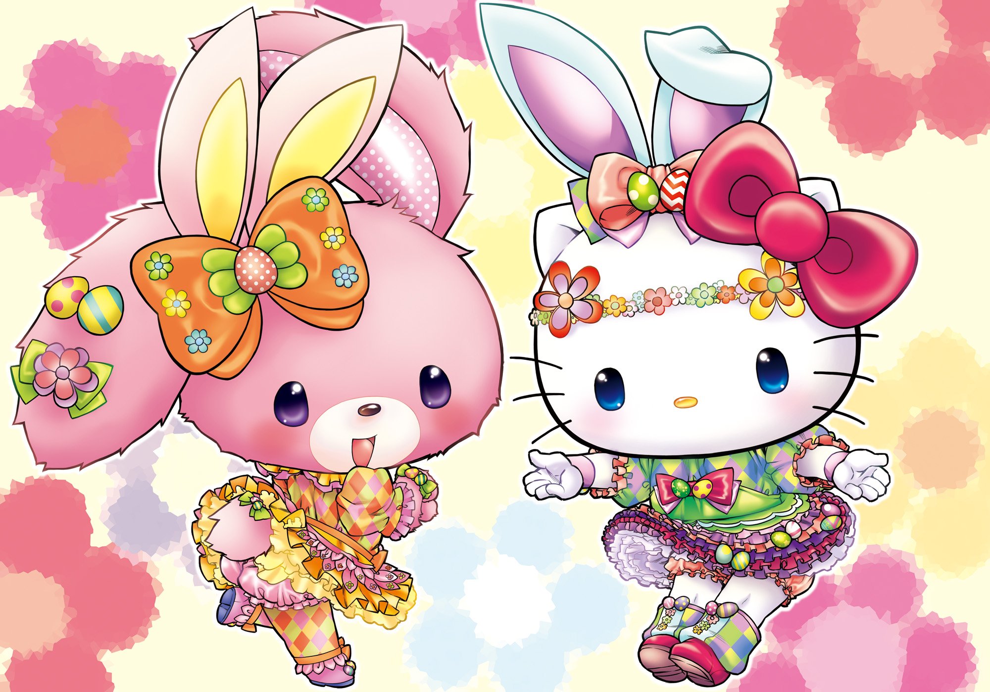 Twitter 上的 熊犬わんこ ハーモニーランドのパレードパラレル応援イラスト イースターバージョン完成です ３枚目になりました ハローキティ ぼんぼんりぼん ハーモニーランド T Co Fyz1n9jqrw Twitter