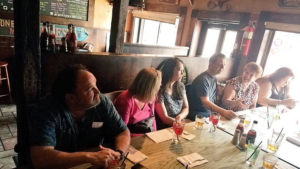 SouthernFandD's tweet image. The #eatandsipfoodtour enjoying getting to know each other @JamesJoyceDURM  on our tour w @bitesofbullcity.