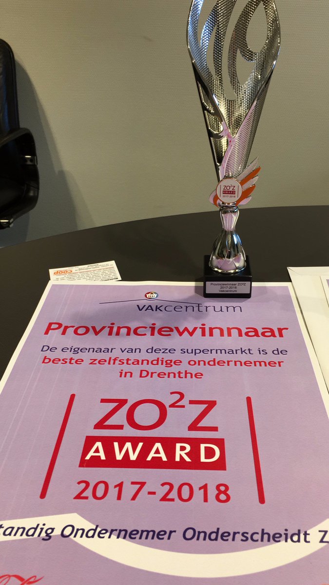 skoetsier's tweet photo. Yes! Stap één, beste supermarkt ondernemer van Drenthe is behaald. Nu gaan we voor de landelijke titel #ZO2Zaward #CoopKoetsier #Ruinerwold https://t.co/CDcoet7vjs