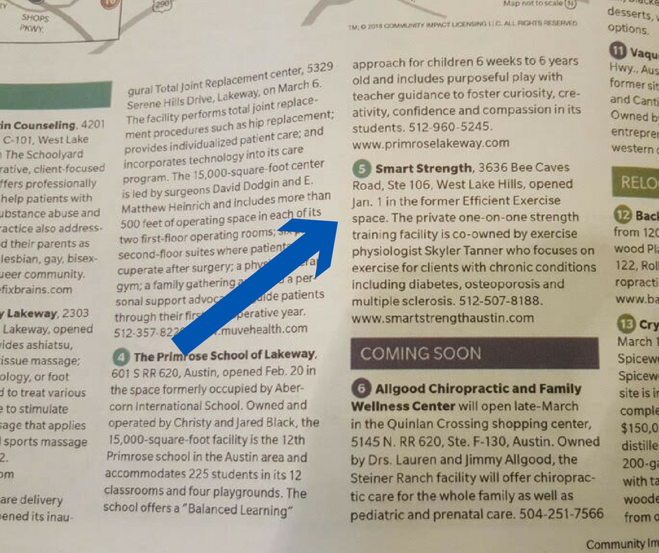 smart_strength's tweet photo. Hey, it's us! Pick up the latest issue of @impactnews_cta to read more about Smart Strength. #SmartStrengthAustin https://t.co/wR6d0QpRrA