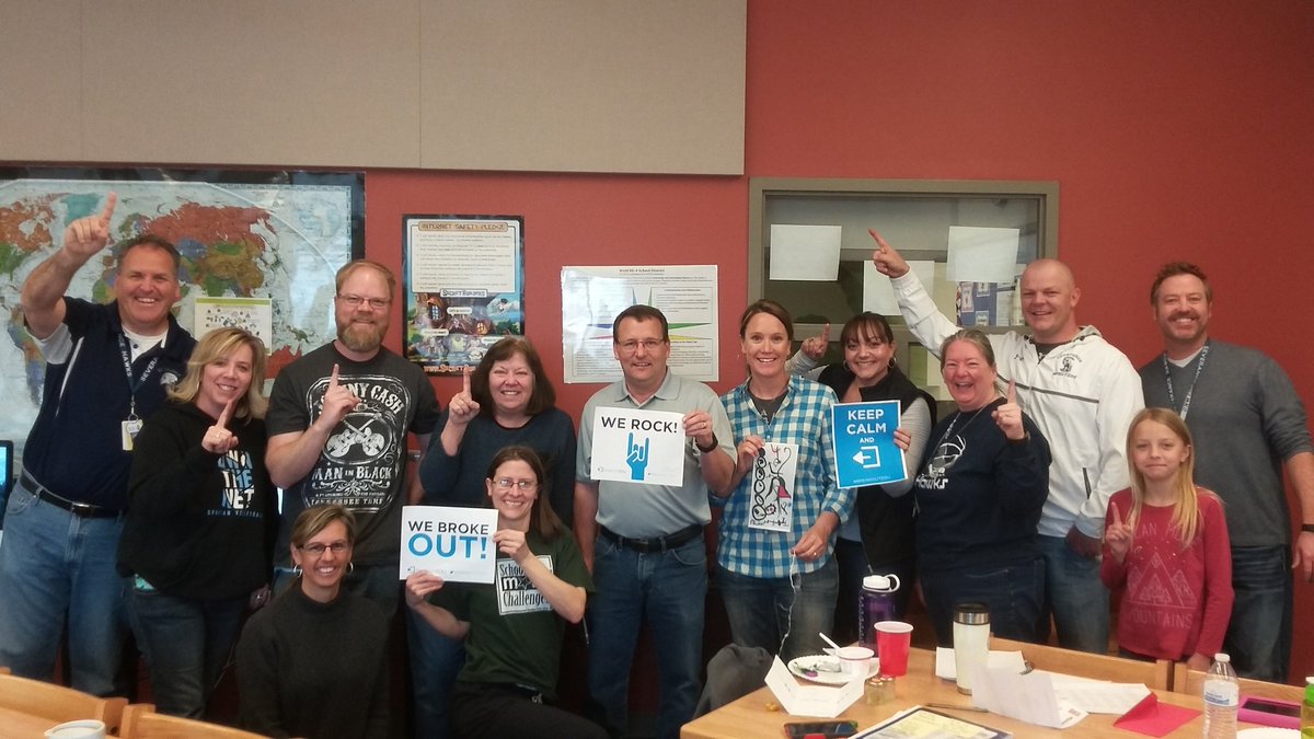 jenmaleylibs's tweet image. First group to finish our @breakoutEDU game. #funPD @SMS_hawks @PrincipalSMS_