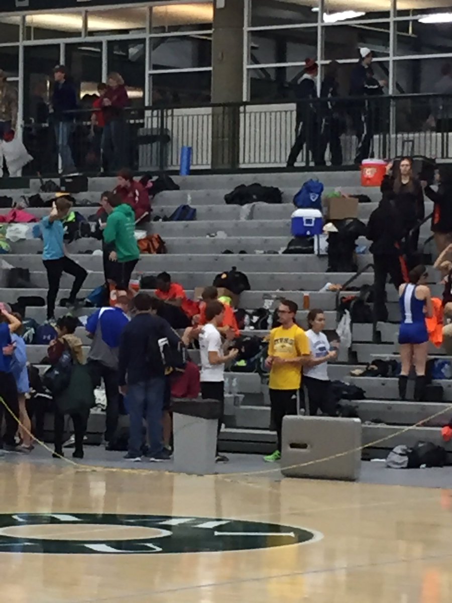 CoachSchutz's tweet image. We've arrived @IL_Top_Times and are ready to go! Also, just spotted fellow #SSCRed athletes @Shepardtfxc across the gym.