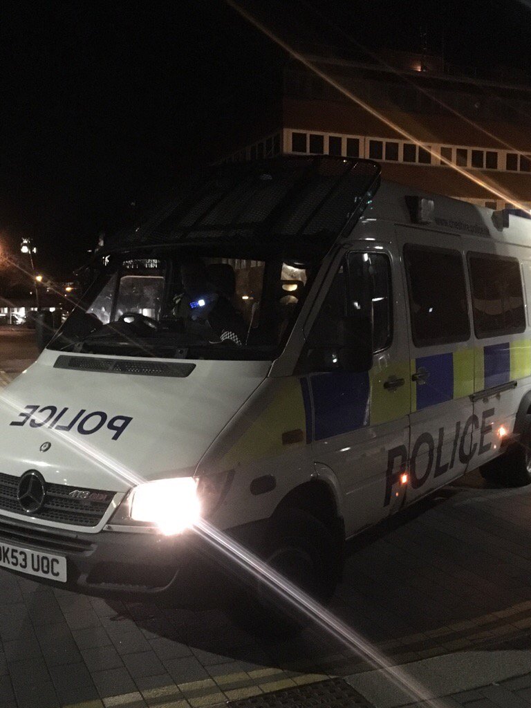 PoliceCrewe's tweet photo. After foot patrol this afternoon Crewe Beat team are out and about tonight visiting the ASB hotspots. #beatmanage #bigwhitevan https://t.co/9qC1YR01Ye
