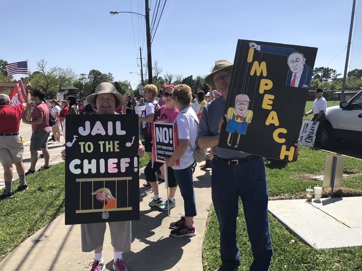 kmccormick's tweet photo. Stinging protest signs today @CongCulberson's #townhall. https://t.co/4d9kwryb90