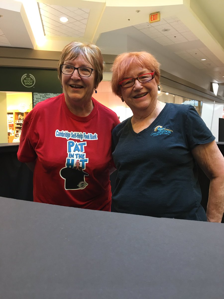 lisadrewradio's tweet photo. Help #PatInTheHat help @CambFoodBank raise funds for their warehouse. She is in the hat @CambCentre until 6pm. Councillor Reid dropped by. https://t.co/bd044alz4M