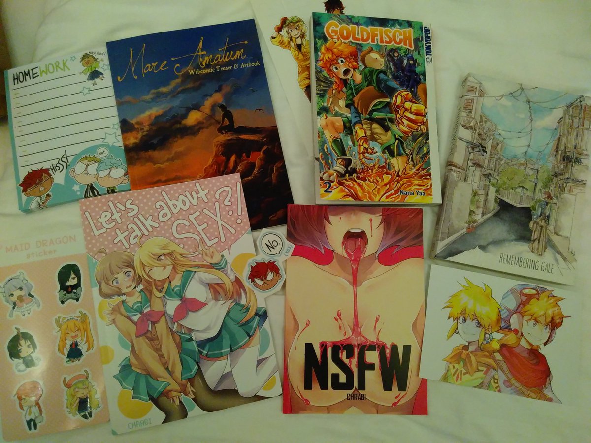 kikidergecko's tweet image. Ausbeute des Tages mit @Shell_Prince @Himalayaa @pusshukaato @chrabibi #lbm17 #mcc17 #goldfischmanga