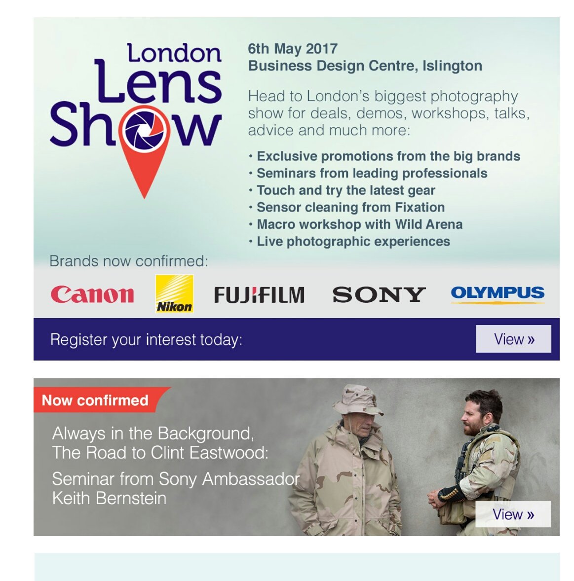 markbaberphoto's tweet photo. Great opportunity to meet Sony Ambassador Keith Bernstein @wextweets #WexLensShow @keithbernsteinphotographer 6th May #London #maketheswitch https://t.co/9KDMurBnnH