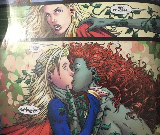 “poison ivy was supergirl's first kiss 🗣” .