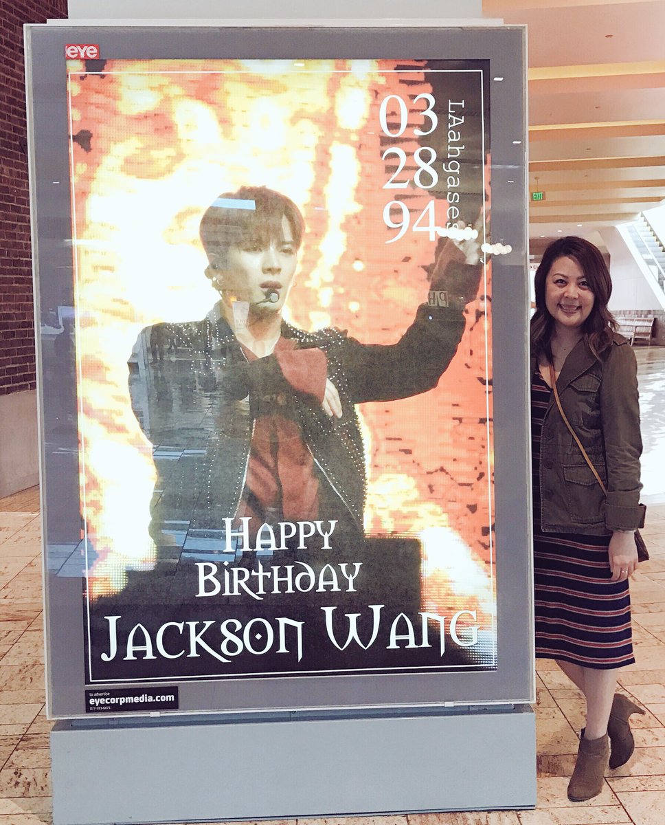 in celebration of his return and birthday, we went to check out the @LAahgases birthday ad! #WelcomeBackJackson #KingJacksonDay #GOT7 #iGOT7