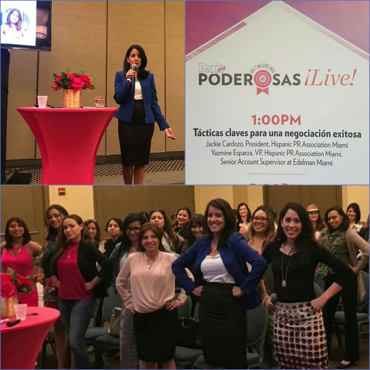 <a href="/yazminePR/">Yazmine Relacionista</a> striking a #powerpose during her panel at #PoderosasLIVE! #EllaSiPuede #EdelmanMIA
