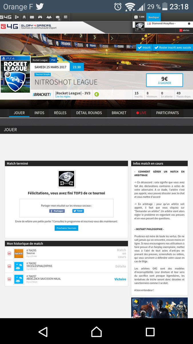 Diamond_eSport's tweet photo. Nos joueurs ont fini 3ème de se tournoi sur @Glory4Gamers ils reviendrons pour une seule chose GAGNEZ LE SUIVANT @Simplex_eSport https://t.co/iZqo1t1gHe