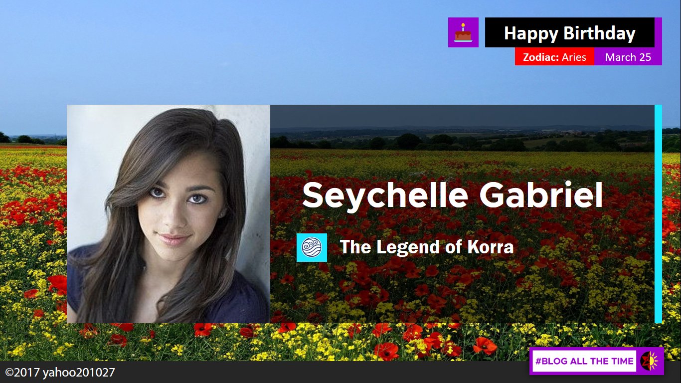 Happy Birthday to the Voice Actress for Asami Sato, Seychelle Gabriel.  
