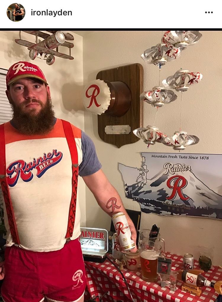 RainierPDX's tweet photo. Cheers to the classy gentleman repping some #northwestfresh #rainierbeer Have a great weekend!!
#vitamir #tallboys #shortshorts #rainierbeer https://t.co/p32WIj10hT