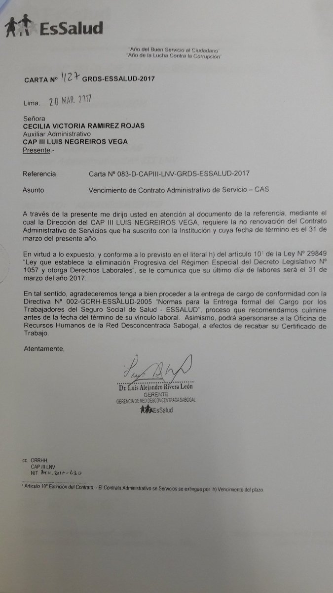 LuciaGo0082's tweet photo. #Noalapartidora @msalazarcongres  JUSTICIA LABORAL para  EsSalud Cas_a_728 #Casnuncamas respeta tu texto... País en emergencia + despido https://t.co/QebER2S2og