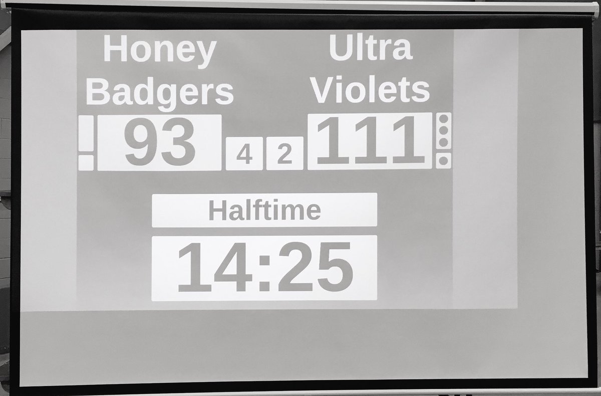 NWOrollerderby's tweet photo. #NWO #Honeybadgers take on @Sea_DerbyBrats #UltraViolets #halftime score 111-93 for #Seattle #jrDerby #ThisGirlCan https://t.co/3HHwYGmXt4