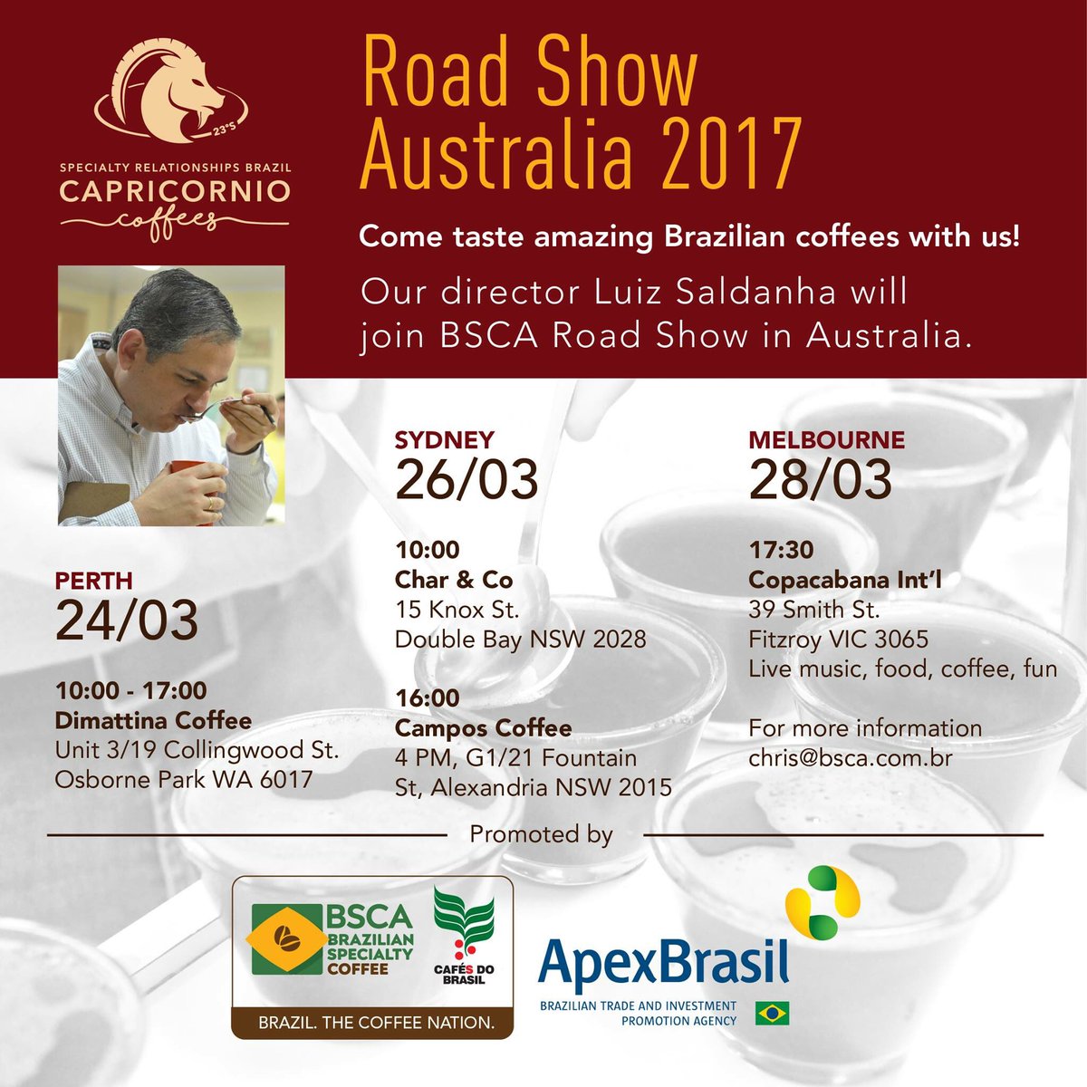 Road Show Australia 2017 - Come taste amazing Brazilian coffees with us!